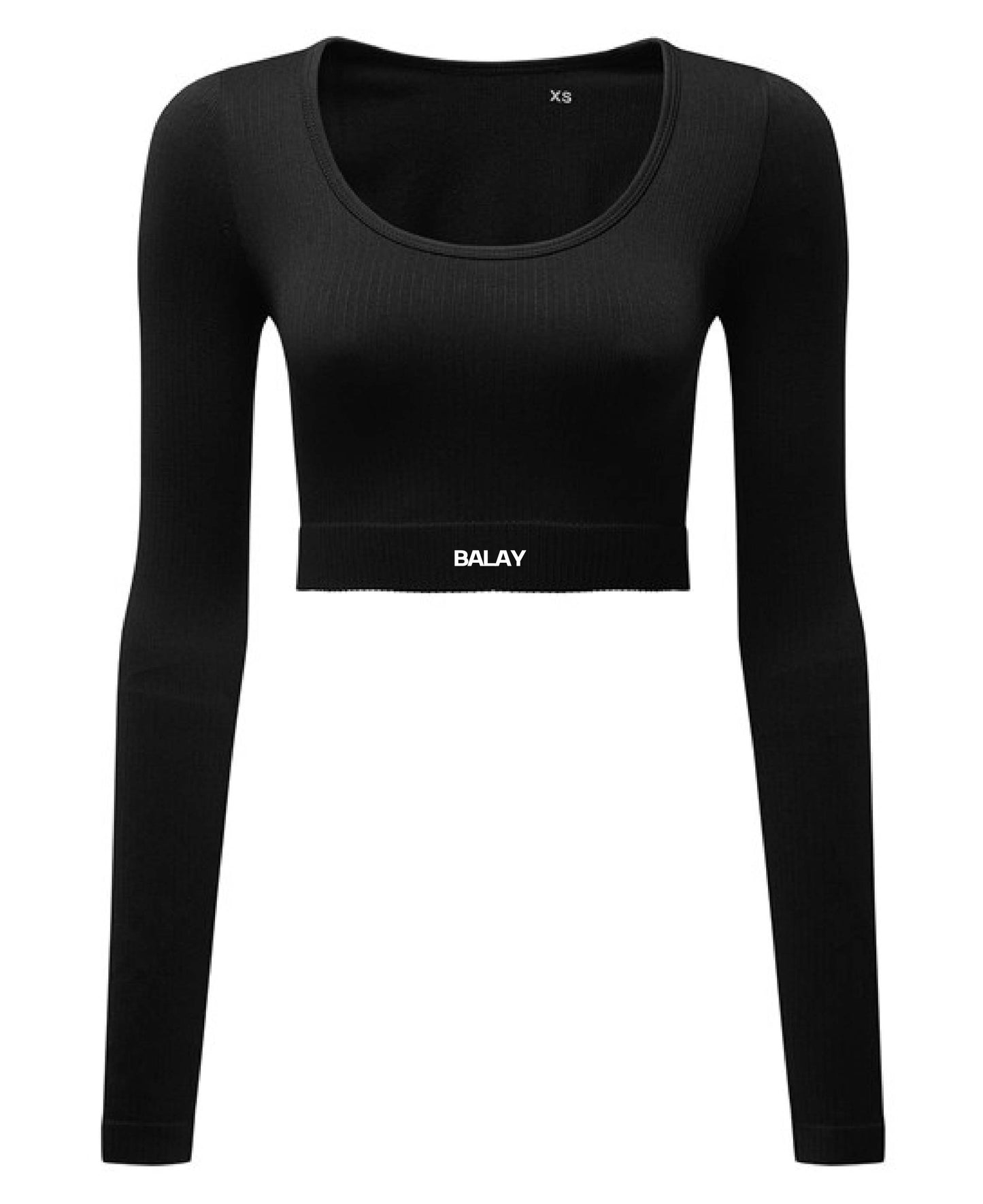 Studio Ribbed Long Sleeved Crop - Black