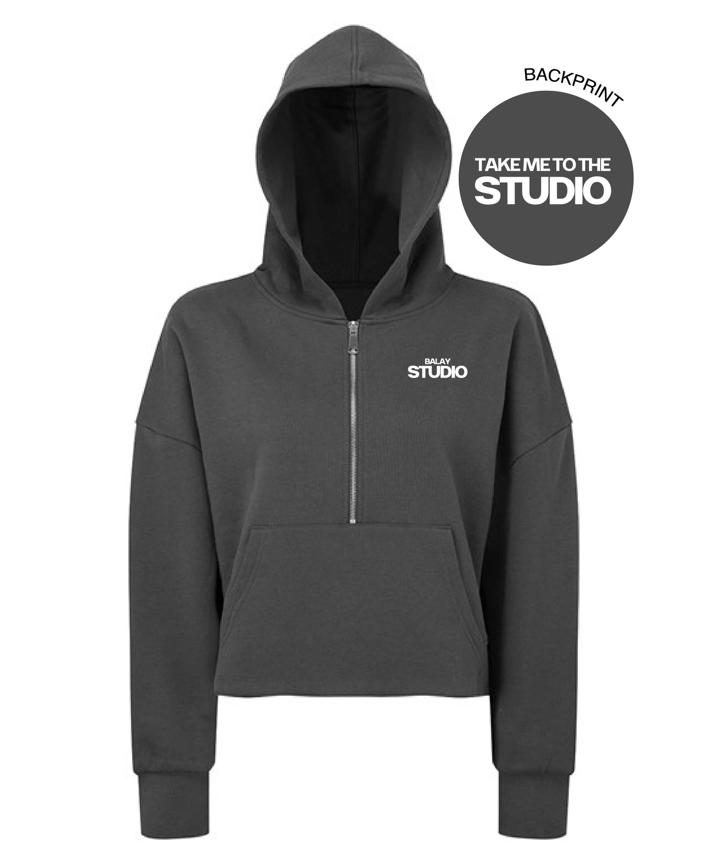 Balay Studio Crop Zip Hood - Charcoal